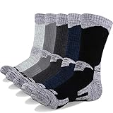 YUEDGE 5 Pairs Men’s Cushion Crew Socks Outdoor Recreation Performance Trekking Climbing Camping Hiking Socks