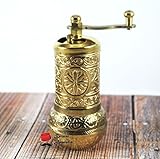 Bazaar Anatolia Turkish Handmade Grinder, Spice Grinder, Salt Grinder, Pepper Mill 4.2'' (4-Gold)