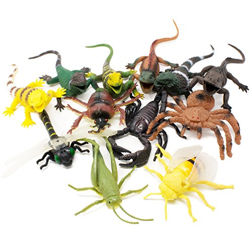 Boley Jumbo 14-inch Lizards Bugs Action Figure Playset, 12 Count Educational Lizard toy making the perfect Party Pack Gag Gift!