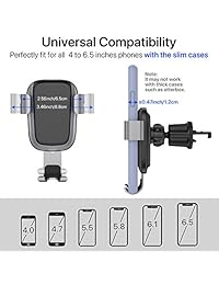 Miracase Car Phone Mount, Auto-Clamping Air Vent Soporte para teléfono Universal Gravity Car Celular Soporte para teléfono Soporte para teléfono Compatible con iPhone XR XS Max XS X 8 8 Plus 7 7 Plus, Galaxy S10 S10 Plus S9 Nota