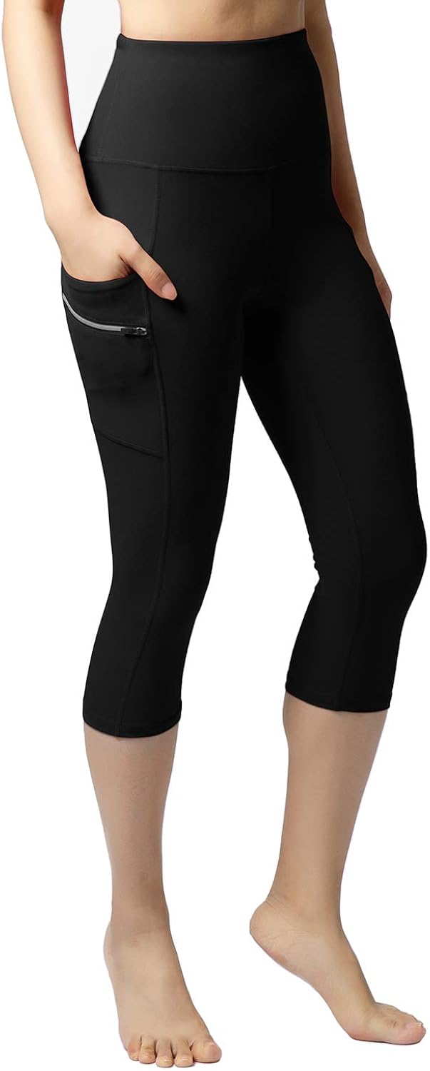 ODODOS Women's High Waisted 21" Inseam Dual Pockets Workout Capris, Yoga Running Gym Athletic Capris Leggings: Clothing