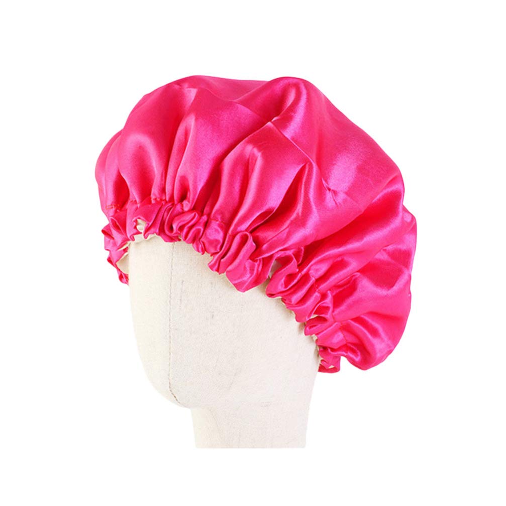 minkissy Kids Satin Bonnet Double Layered Cap Night Hat Adjustable Elastic for Baby Children Child Toddler 1pc Rosy