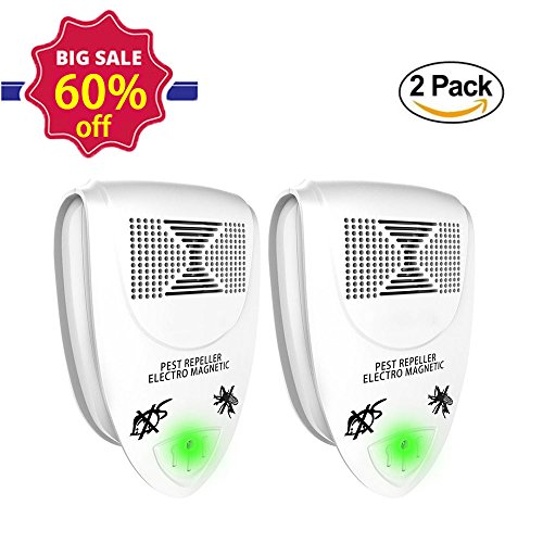 GUGER Ultrasonic Pest Repeller Pest Control, Spider repellent, Electronic Plug In Pest Repeller- Repels Mice,Roaches,Spiders,Other Insects,Non-toxic Environment-friendly, Humans & Pets Safe -2 Pack