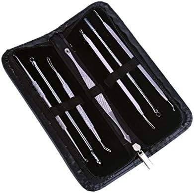 Blackhead Remover Pimple Comedone Extractor Tool Best Acne Removal Kit - Treatment for Blemish, Whitehead Popping, Zit Removing for Risk Free Nose Face Skin with Leather Bag(Set of 7)
