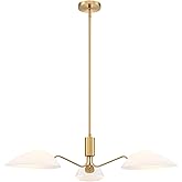 MEXO Modern Glass Chandeliers, Sputnik Chandelier Gold Pendant Lighting Fixture Glass Shade Ceiling Light for Dining Room Kit