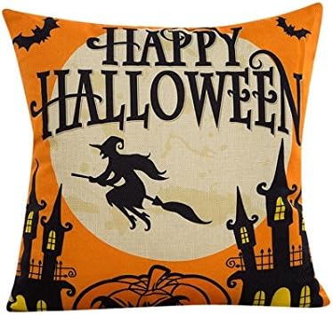 Venzhe 2016 Happy Halloween Words Throw Pillow Case Cushion Cover Cotton Linen Square Decorative for Sofa Chair Seat
