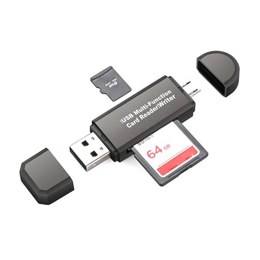 chezaaカードリーダー、ミニUSB 2.0 + OTGカードリーダーUディスク B07DBWBNQD ブラック chezaaカードリーダー、ミニUSB 2.0 + OTGカードリーダーUディスク B07DBWBNQD ブラック
