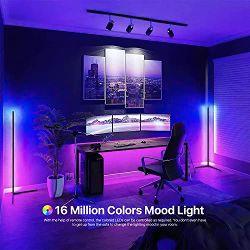 THY-HOM RGB Lamp, Corner Floor Lamp Mood Lighting, Standing LED Corner Color Lamp with Remote Control 56’’ Dimmable LED Light for Living Room, Bedroom, Gaming Room, Party