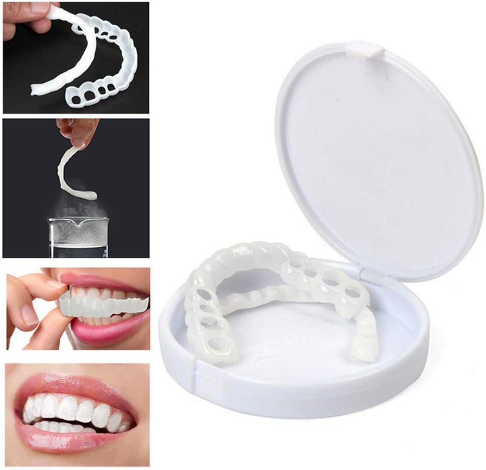Teeth Denture 2Pcs/set (Upper Reusable Adult Whitening Denture Fit Flex Cosmetic Teeth Comfortable Veneer Cover Dental Care Accessories [Energy Class A]