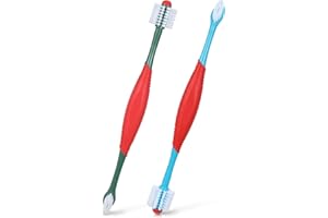 LLOUSSAK 2 PCS Dog Teeth Cleaning Brush, 360 Degree Dog Tooth Brush, Dual Head DogToothbrush, Dog Cleaning Tooth Brushing Kit, Designed for Pet Dental Care, Keep Pet Teeth Cleaning for Small and Large Dogs