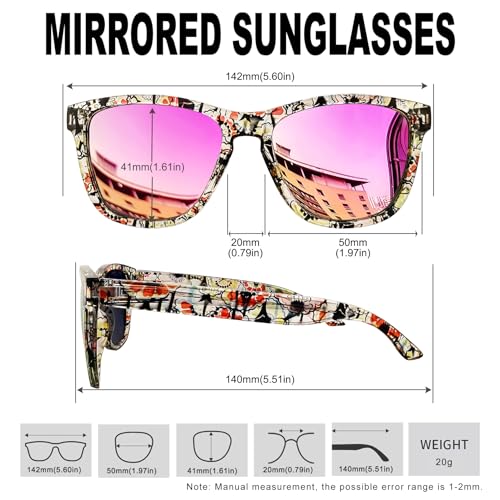 KANASTAL Women's Men's Polarized Sunglasses UV400 Protection Square Retro Classic Vintage Sunglasses for Beach Travel Fishing