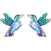 Cute Hummingbird Animal Stud Earrings for Women Girls 925 Sterling Silver Hypoallergenic Blue Crystal Green Enamel Tiny Bird Studs Cartilage Tragus Post Nickel Free Piercing Ear Dainty Birthday Holiday Jewelry Gifts