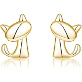 SLUYNZ 925 Sterling Silver Cat Stud Earrings for Women Teen Girls Cute Cat Earrings Studs Animal Earrings Cat Jewelry for Cat Lovers