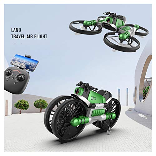 Oksale 2-In-1Motorcycle&Drone with Camera for Beginner and Kids,WiFi FPV Drone RC Helicopter Quadcopter with Auto Hovering,Headless Mode,Remote Control,One Key Take-Off or Landing (Green)