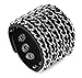 HZMAN Punk Rock Biker Link Chain Black Leather Bracelet Cuff Wristband Gothic