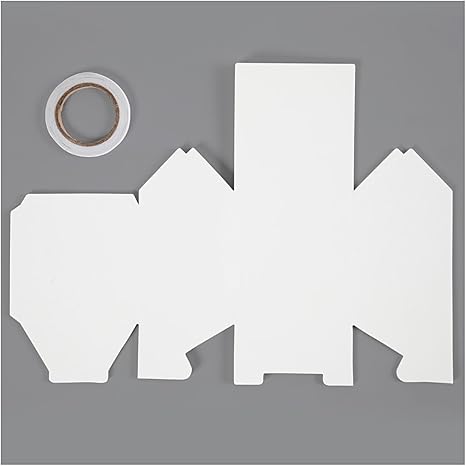 Zweistöckiges Haus aus Pappe, Zweistöckiges Einfamilienhaus, Größe 8x6,5x11,5 cm, 230 g, Weiß, 8Stck., 230 g