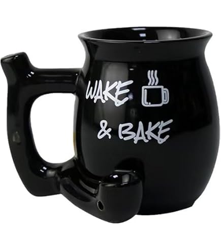 Amazon.com: Wake and Bake with Pipe Mug Black Coffee Cup Funny Marijuana  Pot Baker : Home & Kitchen