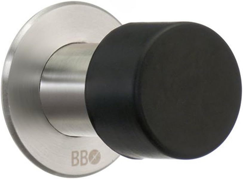 Beslagsboden Door Stop 45 mm of Brushed Stainless Steel/Rubber, Silver/Black, 4.5 x 4.7 x 4.7 cm