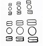 Wholesale 50set Size 8mm/10mm/12mm/15mm/20mm Black Color Nylon Coated Metal Bra Adjuster Buckles Slider Hook Ring (15mm)