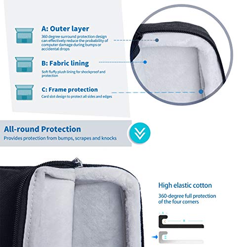 SIMTOP 360° Protection Laptop Sleeve 14 inch Case Bag compatible with 14" Lenovo ThinkPad Dell HP ChromeBook, 15" New MacBook Pro USB-C Touch Bar A1990 A1707 (Black) - Image 4