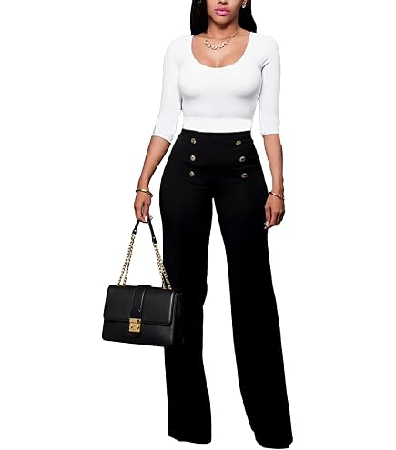 INNO MINT Wide Leg Dress Pants for Women High Waisted Sailor Pants