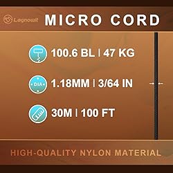 Legnowit Micro Paracord, 2 Pack 1.18mm x 100ft Thin