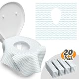 Toilet Seat Covers Disposable - 20 Pack - Waterproof, Ideal for Adults and Kids - Extra Large, Individually Wrapped for Travel, Toddlers Potty Training in Public Restrooms (Waves, 20)