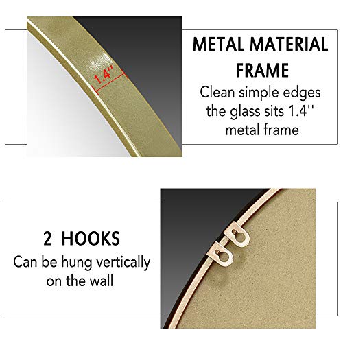 PexFix 30'' Wall Round Mirror, Modern Iron Art Frame Circle Wall-Mounted Decorative Mirror for Bedroom, Vanity Washrooms, Living Room & Entryway (Golden)
