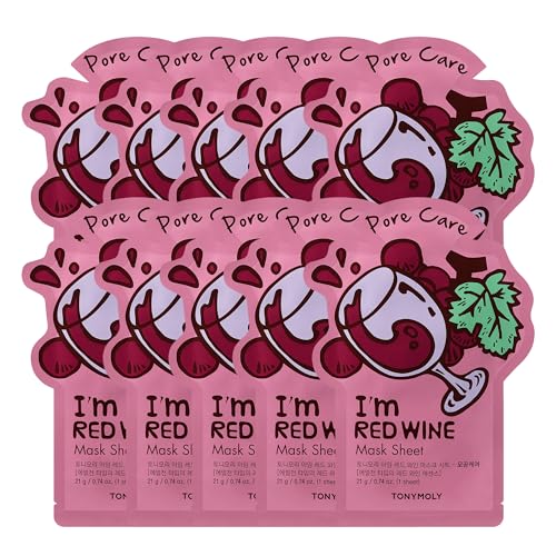 TONYMOLY I’m Red Wine Sheet Mask 10-Pack – Hydrating & Moistur... 51PnwgP2WdL