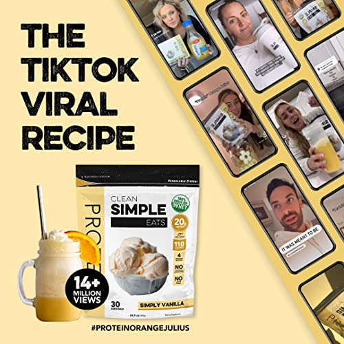 Clean Simple Eats Simply Vanilla Whey Protein Powder, Natural Sweetened