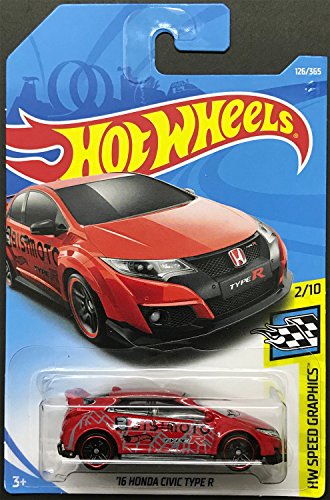 HONDA CIVIC R Hot Wheels 2018 Red '16 Honda Civic Type R 1:64 Scale Collectible Die Cast Metal Toy Car Model 126/365