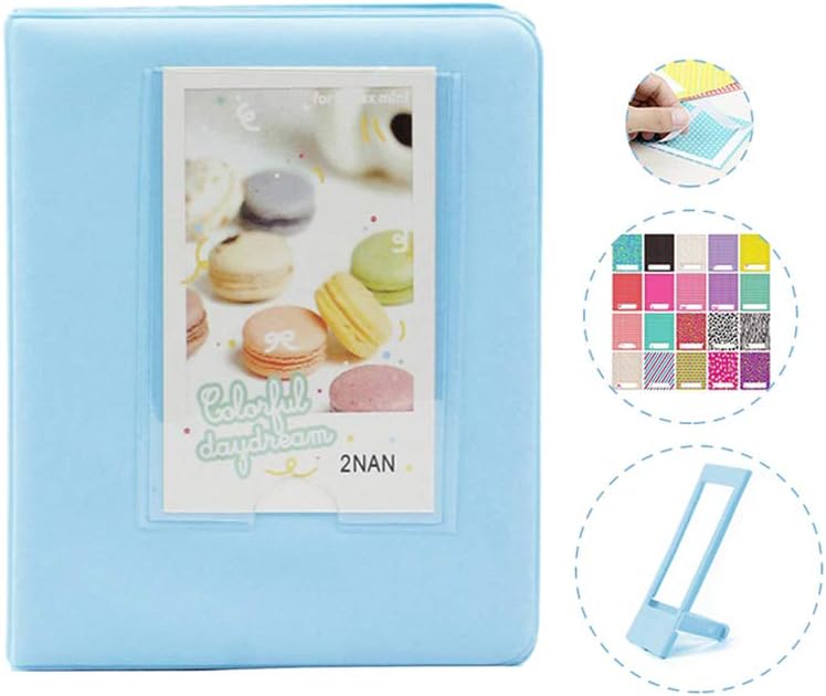 wogozan Candy Bookshelf Album for fujifilm instax Mini 7s 11 8 9 25 26 50s 70 90 Instant Camera Film,64 Pockets for 3 inch Photos - Blue