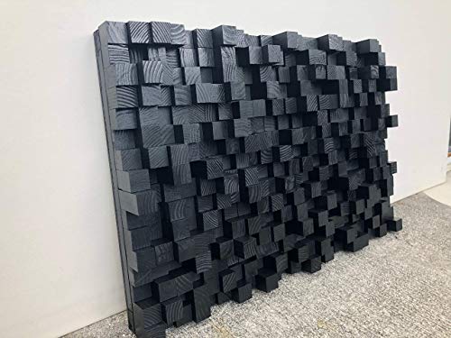 Sound Diffuser, Acoustic Panel, Studio Wooden, SoundProofing, Proof, art, black wood art, Pixel, wooden art, 3d art