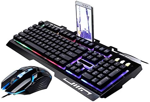 INEP NPET Wired Backlit Floating Gaming Keyboard, Mechanical Feeling Rainbow Illuminated Gaming Keyboard Mouse for PC, Laptop, Computer