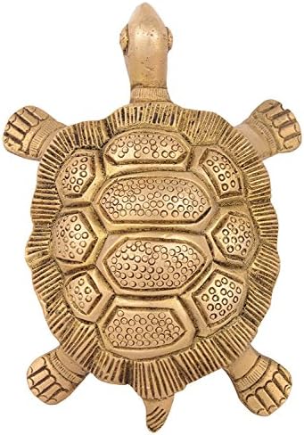 Headway Enterprises Brass Tortise Showpiece (12 cm x 9 cm x 5 cm, Golden)