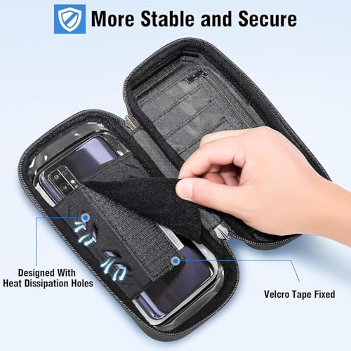 WACCET Waterproof Motorcycle Phone Holder with 360° Rotation with Touch Screen Door Phone Scooter for Phones up to 7.2 Inches (Black)