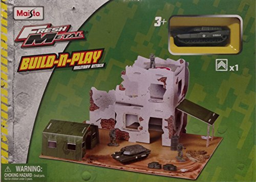 Maisto Fresh Metal Build n Play Military Attack Diecast Army Tank Figures & Buildings Playset