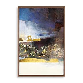 Framed Canvas Home Artwork Decoration Golden Abstract Art Canvas Wall Art for Living Room, Bedroom - 16x24 inches