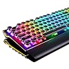RK ROYAL KLUDGE Typewriter Style Mechanical Gaming Keyboard with True RGB Backlit Collapsible Wrist Rest 108-Key Blue…