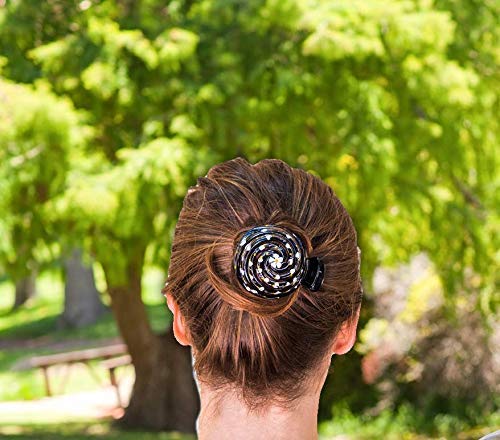 Bun Cover Hair holder, Hand Crafted Hair Clip. This Attractive Hair Accessory Can Be Used As A Bun Maker Or a Hair Grip. Hair Styling for Women For thick and thin hair. 2 Pcs Uniquely Hand Painted.