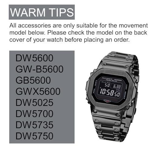 DW5600 Case Band Mod Kit, Stainless Steel Case Bezel Strap Bracelet Compatible with Casio G-Shock DW5600, GW-B5600, GB5600, GWX5600, DW5025/ DW5700/ DW5735/ DW5750