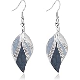 Blue Leaf Earrings for Women Boho Teardrop Leaf Earrings Fashion Handmade Bohemian Leaf Earrings Trendy Jewelry