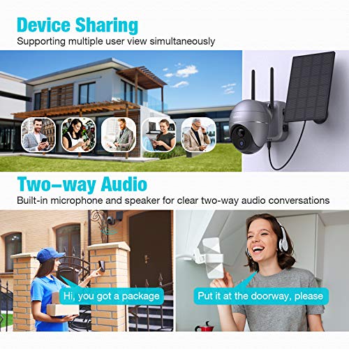 Conico Solar Powered Security Camera with 360° View 1080P Pan/Tilt