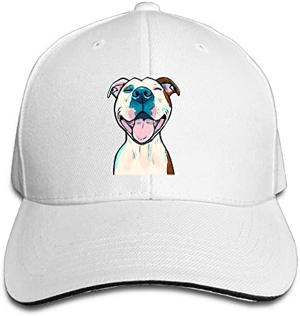 Pit Bull Cartoon Pit Bull Smile Unisex Adjustable Strapback Sandwich Baseball Trucker Caps White