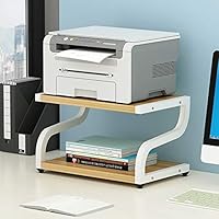 PUNCIA Office Desktop Laser Multifunction Printer Copier Scanner Shelf Stand Rack with Anti - Skid Pads for Desktop Organizer Storage Shelf Double Tier Tray for Microwave Oven Potted Plants(Brown)
