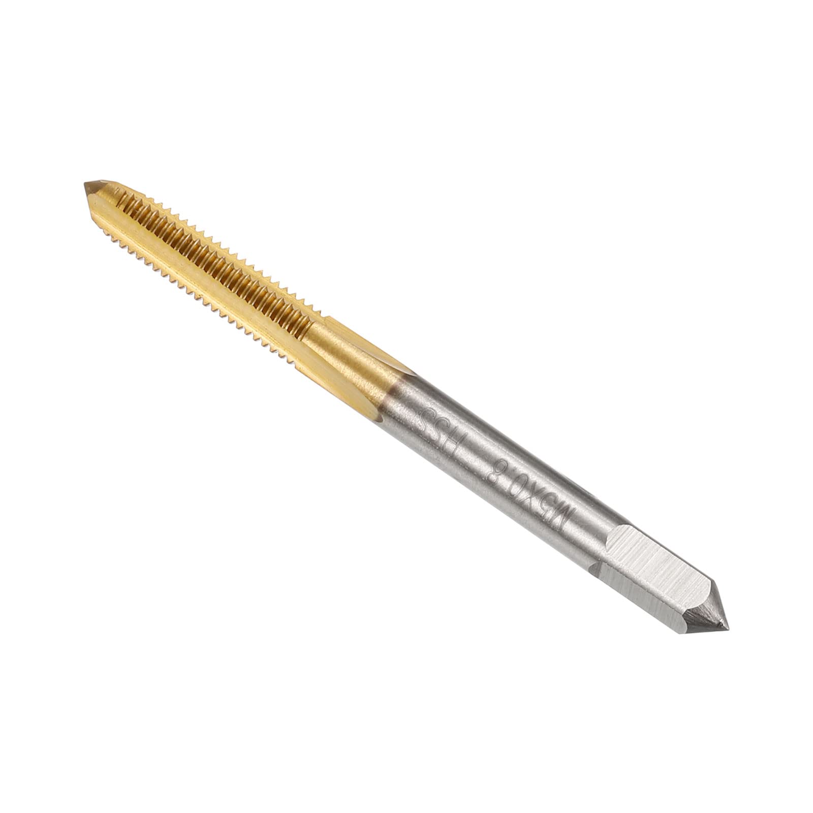 CoCud Thread Milling Taps, Metric M5 x 0.8 Thread, Titanium Coated Machine 3 Straight Flutes Screw Threading Tool - (Applications: for Tapping Drilling Machine), 1-Piece