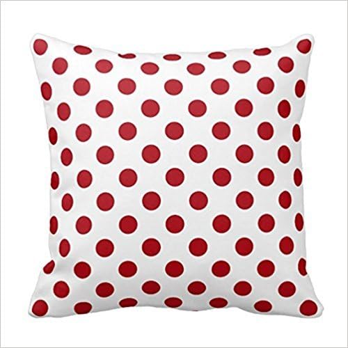 Custom Decorative Cushion Covers Dark Red and White Polka Dots Design Throw Pillow Cover Pillowcases for Home Sofa Square Zippered Two Sides