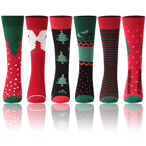 Christmas Fun Cartoon Socks, Fasoar Winter Warm Funny Cozy Dress Crew Socks 3-6 Pack