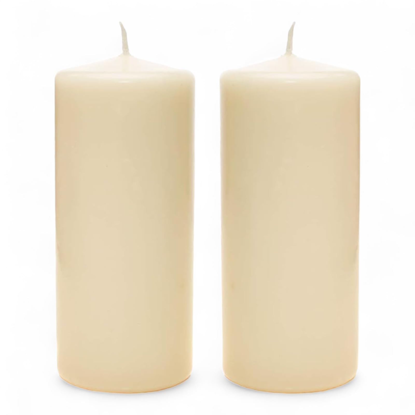 Ivory Unscented Pillar Candles 7.5cm x 15cm (2.75" x 6") Rustic Smokeless Candles Long Burn Time 65 hrs Elegant Non-Drip Pillar Candles for Weddings Restaurant Home Decoration Spa Church (2 pcs)