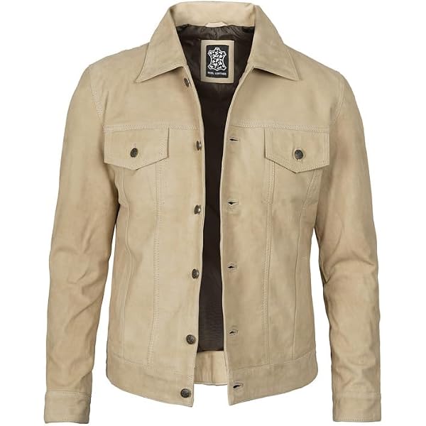 Männer XS Klassisch Bräunen Ziegenleder Wildleder Harrington Shirt Jacke
